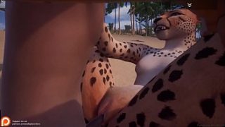 Hot Horny Cheetah Fucks 3 Men Furry Animated (cu sunet / sperma)